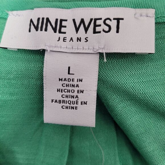 Nine West Women's Cap Sleeve V-Neck Fashion Top Green Spruce Size Large - Picture 6 of 9